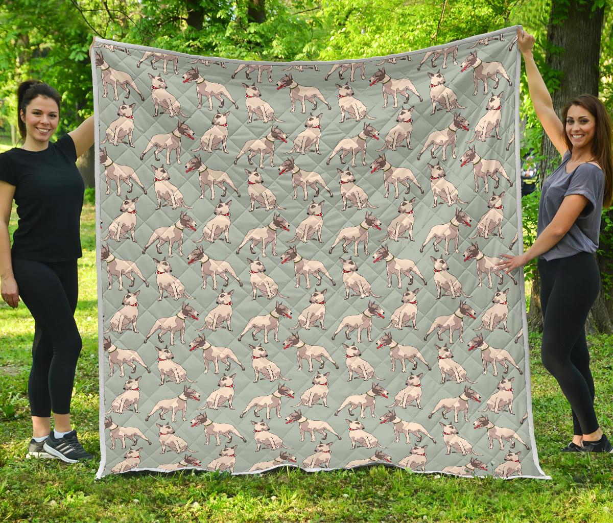 Bull Terrier Cute Print Pattern Premium Quilt-JTAMIGO.COM