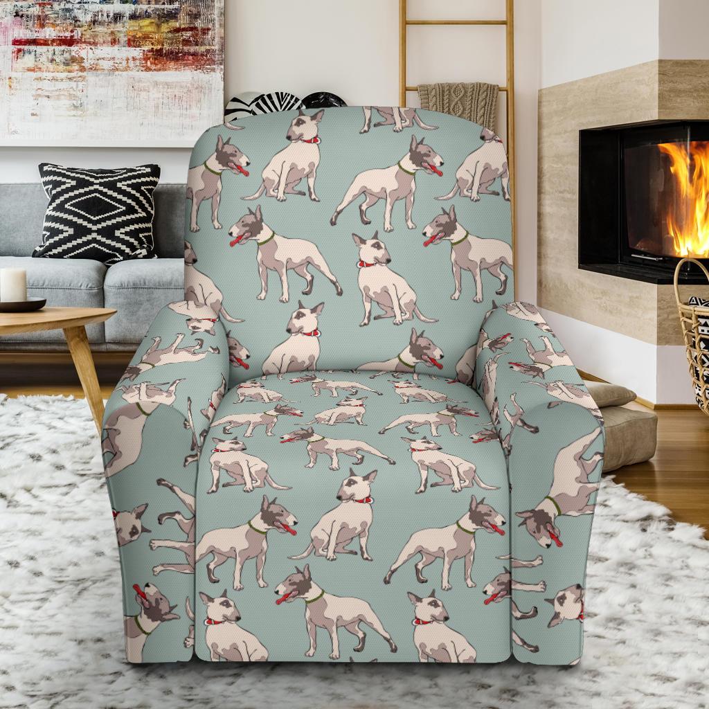 Bull Terrier Cute Print Pattern Single Sofa Slipcover -JTAMIGO.COM