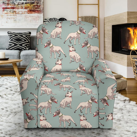 Bull Terrier Cute Print Pattern Single Sofa Slipcover -JTAMIGO.COM