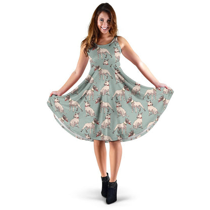 Bull Terrier Cute Print Pattern Sleeveless Dress