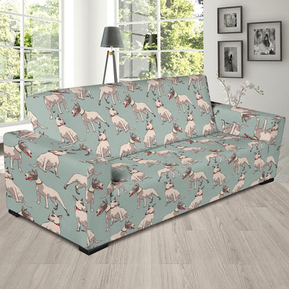 Bull Terrier Cute Print Pattern Sofa Slipcover-JTAMIGO.COM
