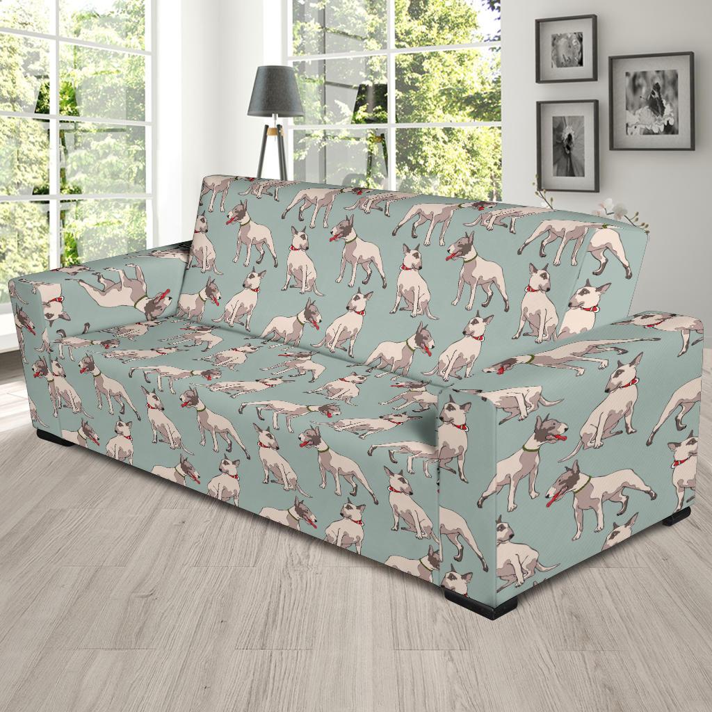 Bull Terrier Cute Print Pattern Sofa Slipcover-JTAMIGO.COM
