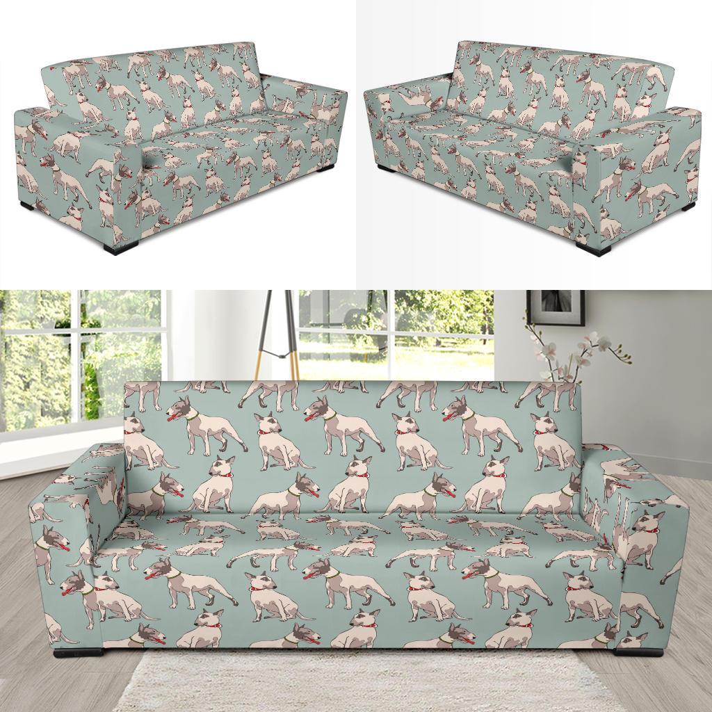 Bull Terrier Cute Print Pattern Sofa Slipcover-JTAMIGO.COM