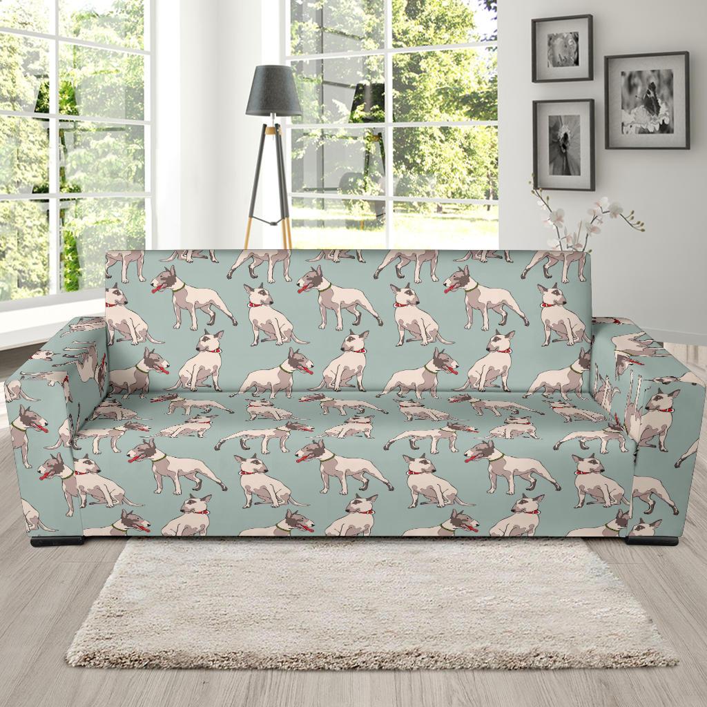 Bull Terrier Cute Print Pattern Sofa Slipcover-JTAMIGO.COM