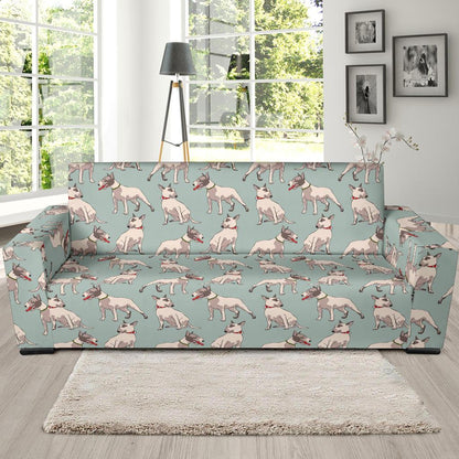 Bull Terrier Cute Print Pattern Sofa Slipcover-JTAMIGO.COM