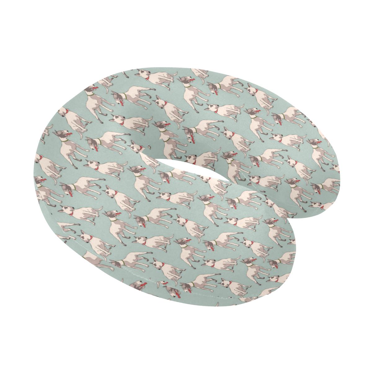 Bull Terrier Cute Print Pattern U-Shaped Travel Neck Pillow-JTAMIGO.COM