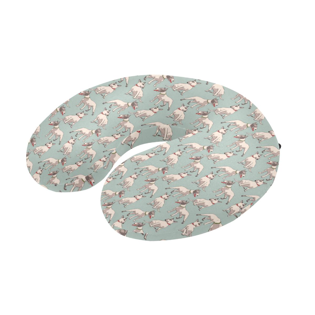 Bull Terrier Cute Print Pattern U-Shaped Travel Neck Pillow-JTAMIGO.COM