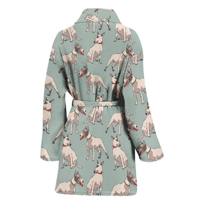 Bull Terrier Cute Print Pattern Women Bath Robe-JTAMIGO.COM