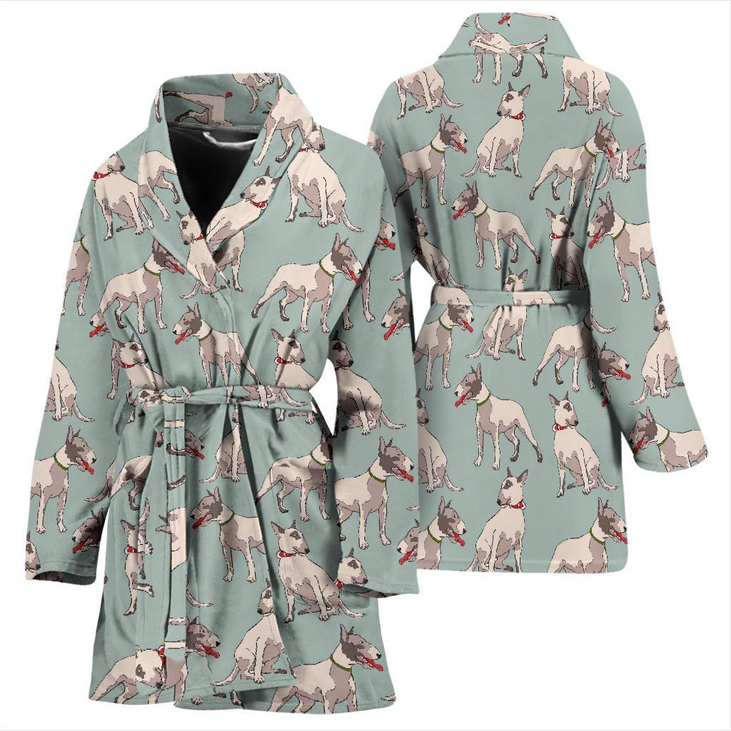 Bull Terrier Cute Print Pattern Women Bath Robe-JTAMIGO.COM