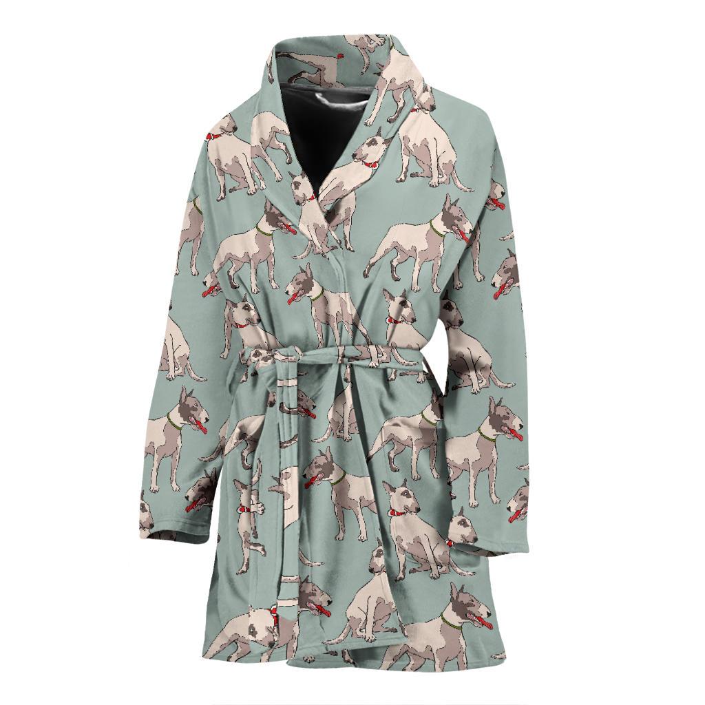Bull Terrier Cute Print Pattern Women Bath Robe-JTAMIGO.COM