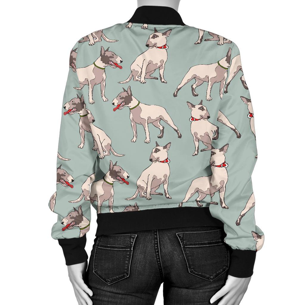 Bull Terrier Cute Print Pattern Women Casual Bomber Jacket