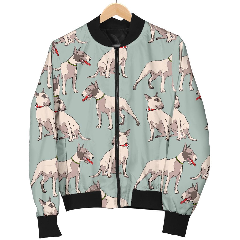 Bull Terrier Cute Print Pattern Women Casual Bomber Jacket