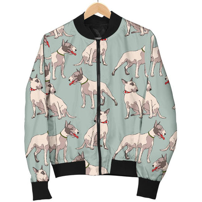 Bull Terrier Cute Print Pattern Women Casual Bomber Jacket