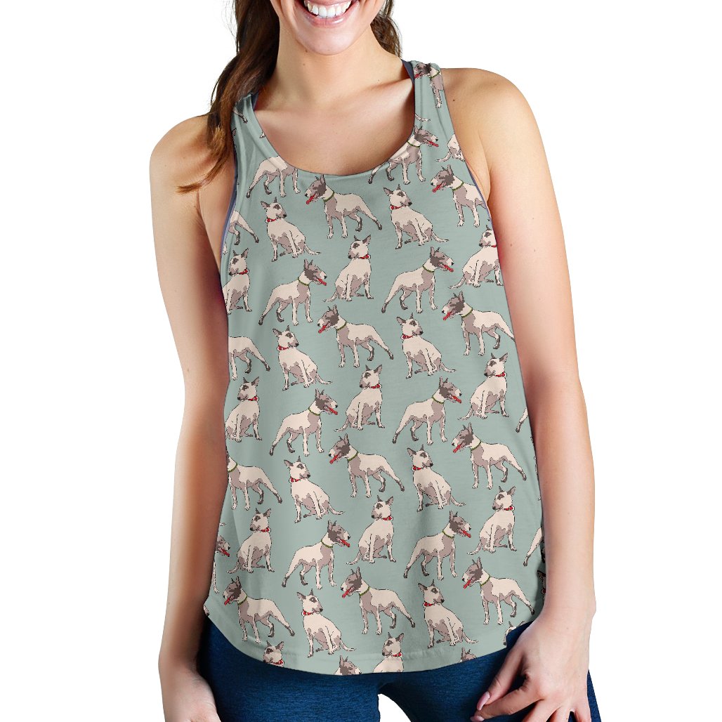 Bull Terrier Cute Print Pattern Women Racerback Tank Top