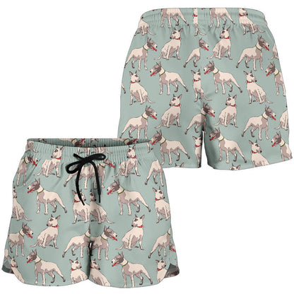 Bull Terrier Cute Print Pattern Women Shorts-JTAMIGO.COM
