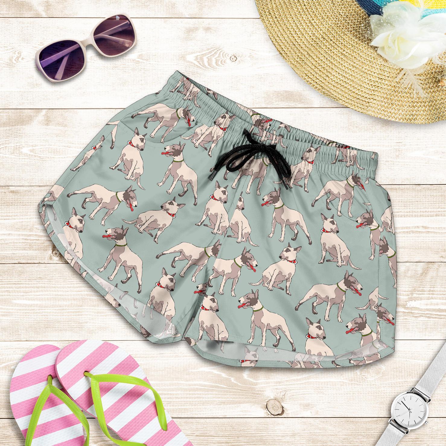 Bull Terrier Cute Print Pattern Women Shorts-JTAMIGO.COM