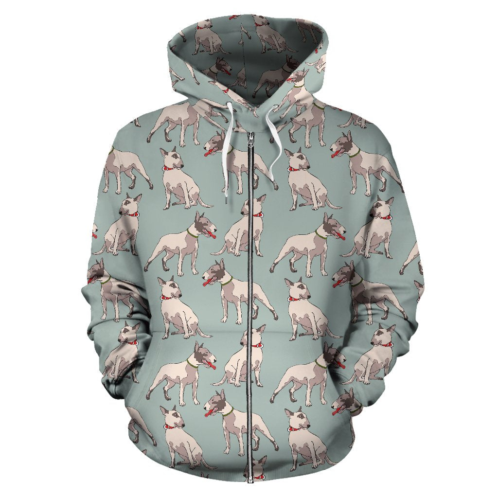 Bull Terrier Cute Print Pattern Zip Up Hoodie