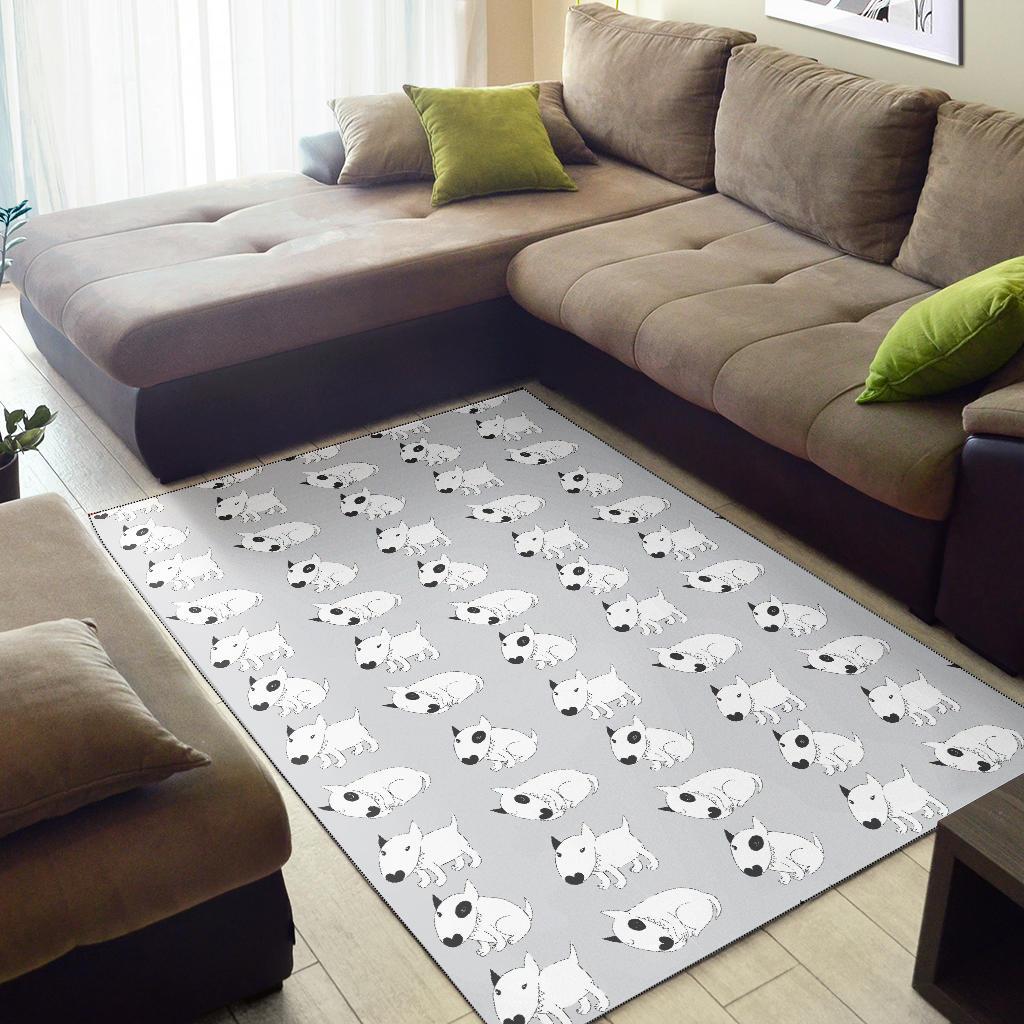 Bull Terrier hand draw Print Pattern Area Rugs-JTAMIGO.COM