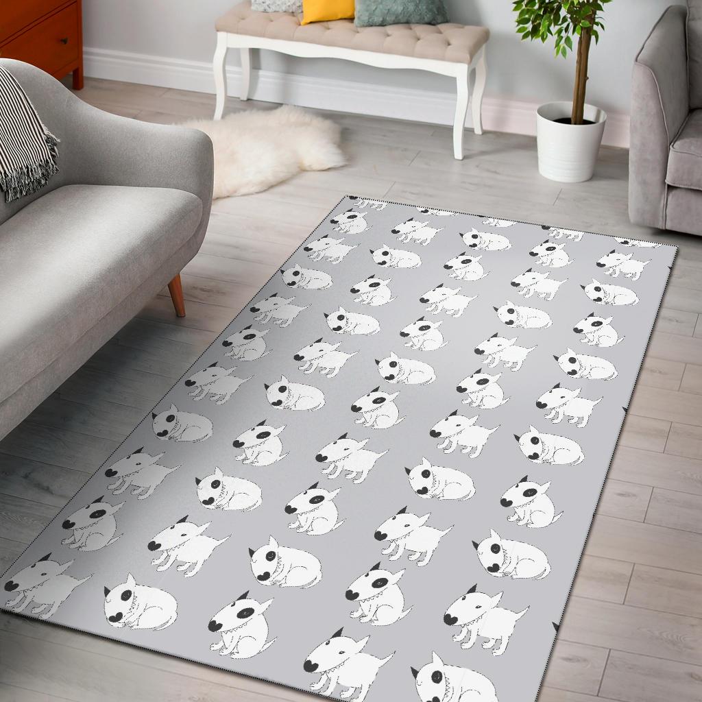 Bull Terrier hand draw Print Pattern Area Rugs-JTAMIGO.COM