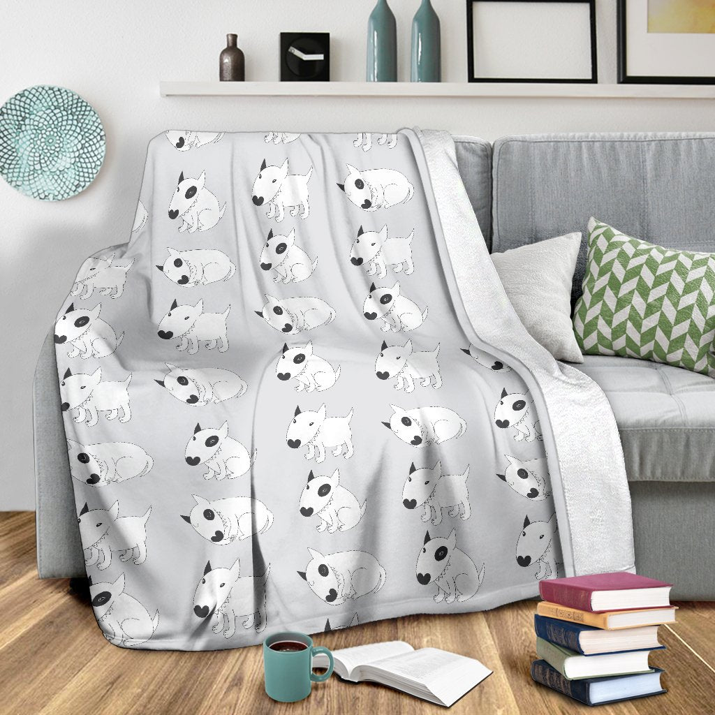 Bull Terrier Hand Draw Print Pattern Fleece Blanket
