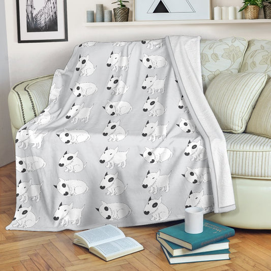 Bull Terrier Hand Draw Print Pattern Fleece Blanket