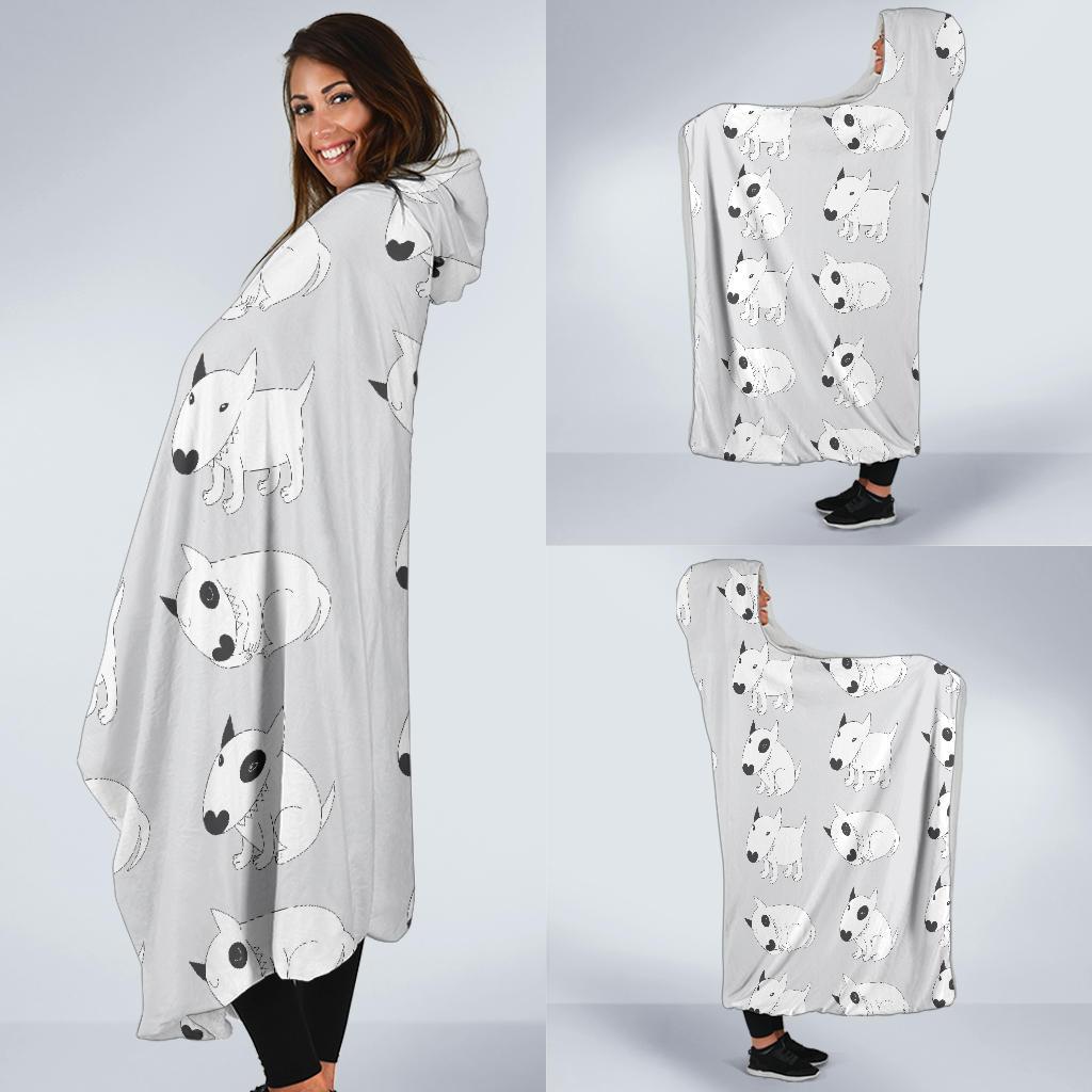 Bull Terrier hand draw Print Pattern Hooded Blanket-JTAMIGO.COM