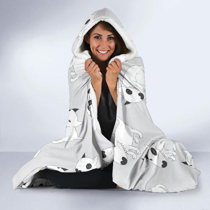 Bull Terrier hand draw Print Pattern Hooded Blanket-JTAMIGO.COM