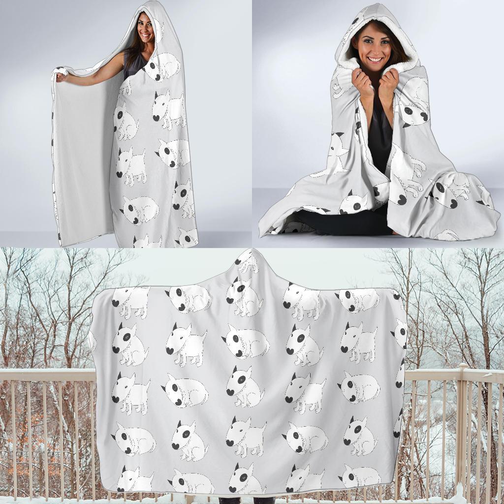 Bull Terrier hand draw Print Pattern Hooded Blanket-JTAMIGO.COM