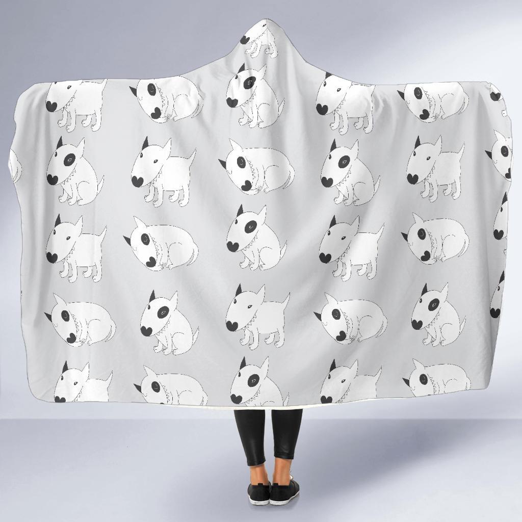 Bull Terrier hand draw Print Pattern Hooded Blanket-JTAMIGO.COM