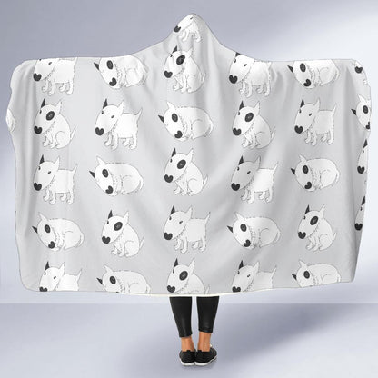 Bull Terrier hand draw Print Pattern Hooded Blanket-JTAMIGO.COM