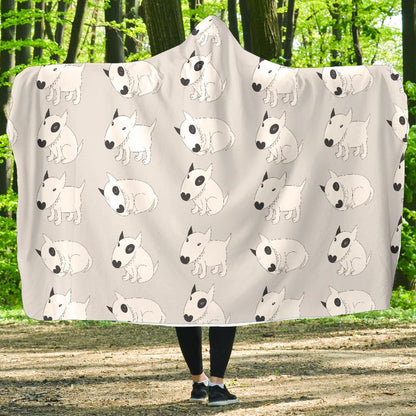 Bull Terrier hand draw Print Pattern Hooded Blanket-JTAMIGO.COM