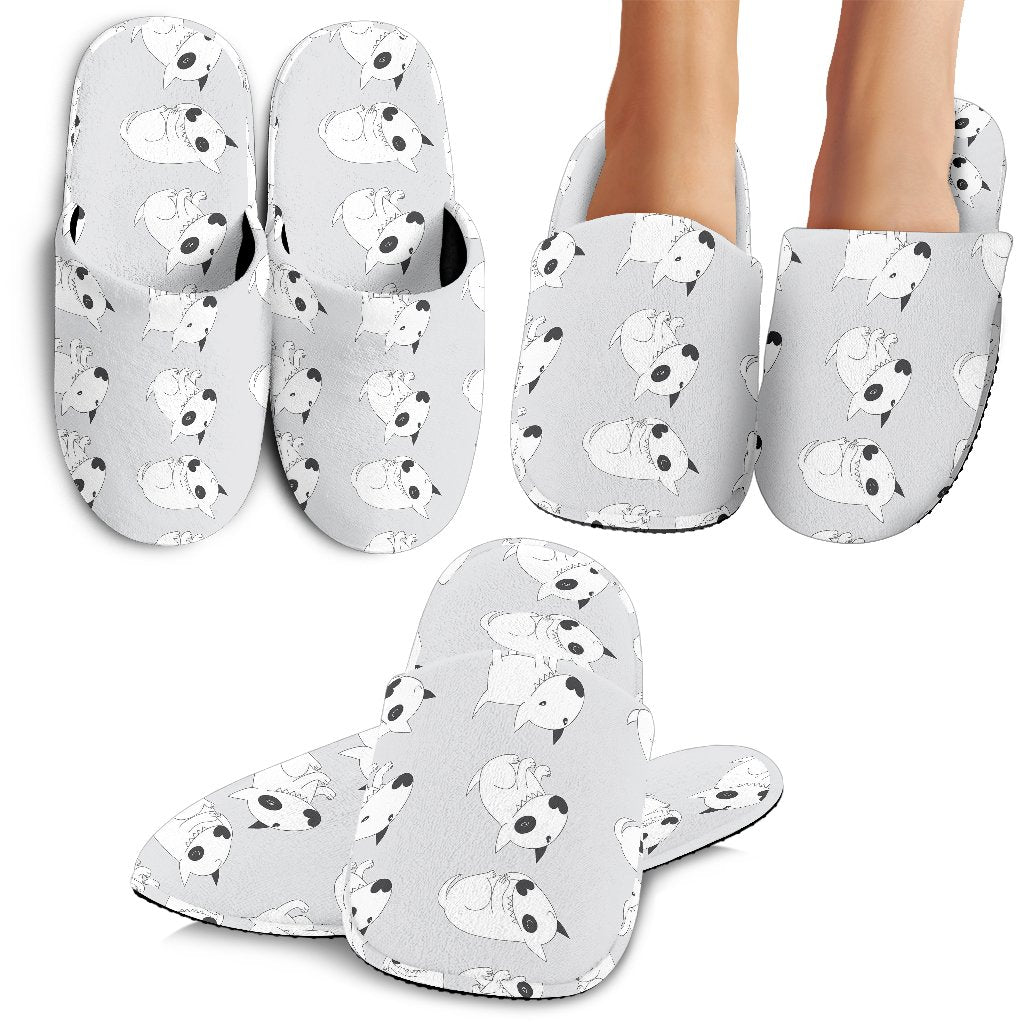Bull Terrier hand draw Print Pattern House Slippers