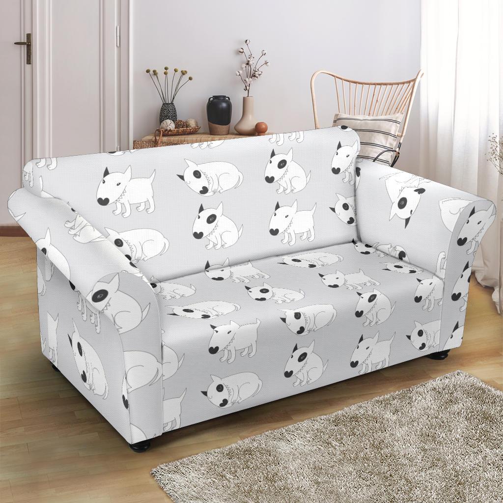 Bull Terrier hand draw Print Pattern Loveseat Slipcover-JTAMIGO.COM