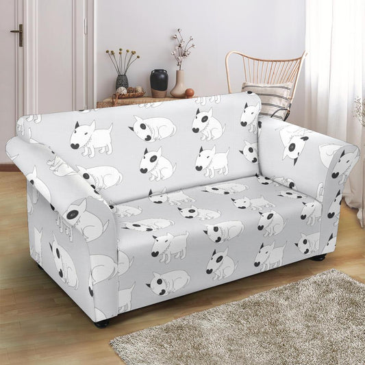 Bull Terrier hand draw Print Pattern Loveseat Slipcover-JTAMIGO.COM