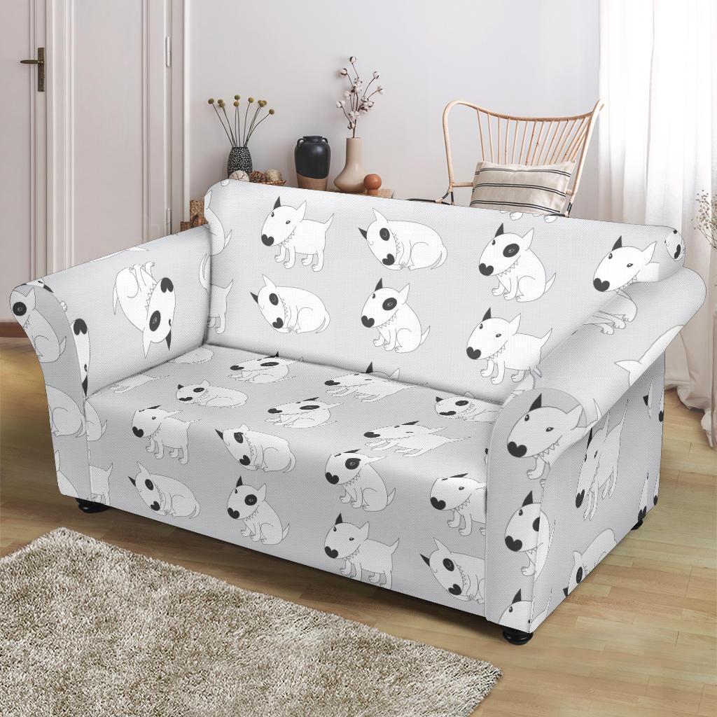 Bull Terrier hand draw Print Pattern Loveseat Slipcover-JTAMIGO.COM
