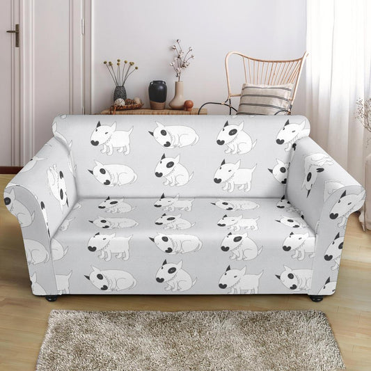 Bull Terrier hand draw Print Pattern Loveseat Slipcover-JTAMIGO.COM