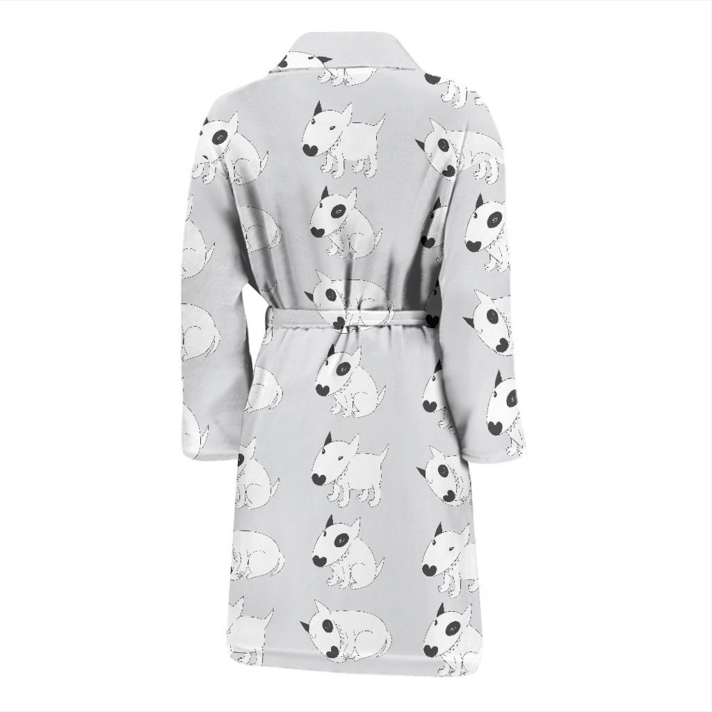 Bull Terrier hand draw Print Pattern Men Bath Robe-JTAMIGO.COM