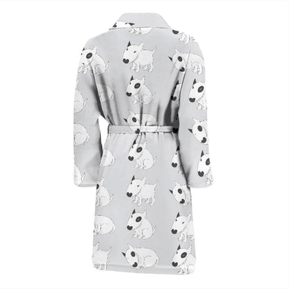 Bull Terrier hand draw Print Pattern Men Bath Robe-JTAMIGO.COM