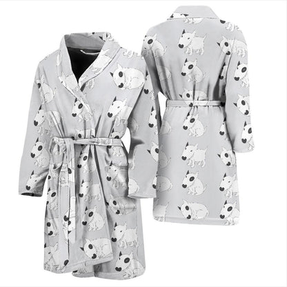 Bull Terrier hand draw Print Pattern Men Bath Robe-JTAMIGO.COM
