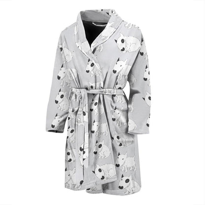 Bull Terrier hand draw Print Pattern Men Bath Robe-JTAMIGO.COM