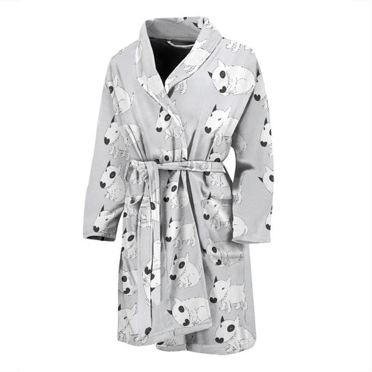 Bull Terrier hand draw Print Pattern Men Bath Robe-JTAMIGO.COM