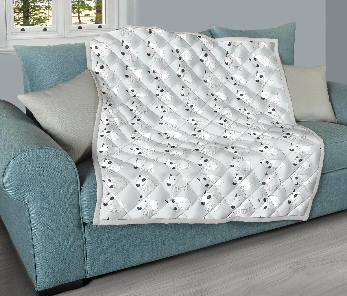 Bull Terrier hand draw Print Pattern Premium Quilt-JTAMIGO.COM