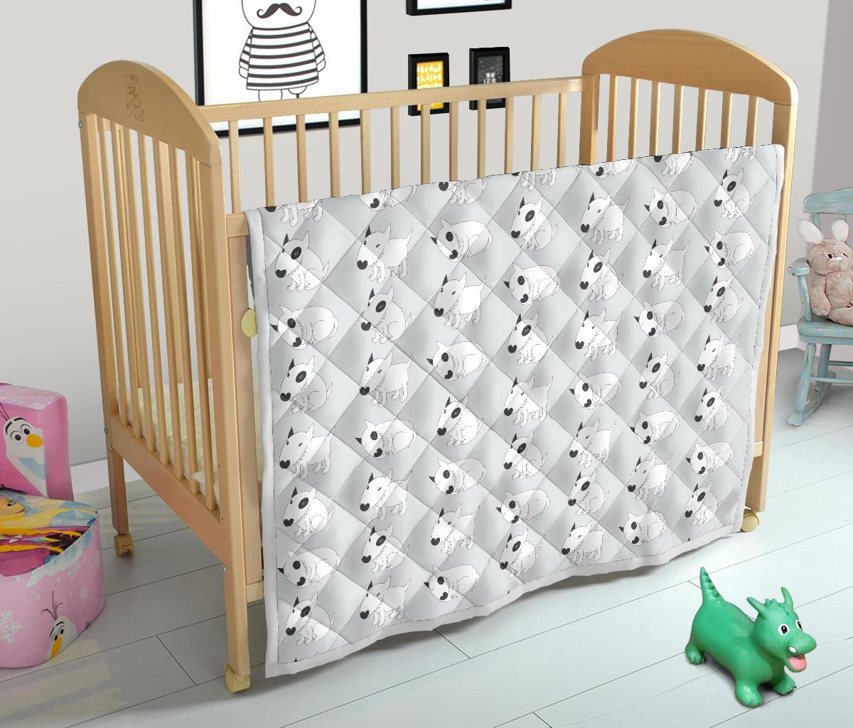 Bull Terrier hand draw Print Pattern Premium Quilt-JTAMIGO.COM