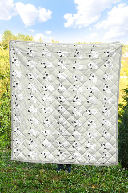 Bull Terrier hand draw Print Pattern Premium Quilt-JTAMIGO.COM