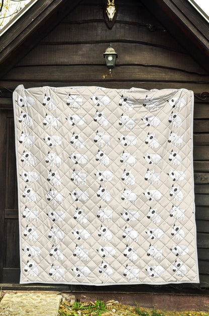Bull Terrier hand draw Print Pattern Premium Quilt-JTAMIGO.COM