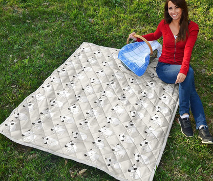Bull Terrier hand draw Print Pattern Premium Quilt-JTAMIGO.COM