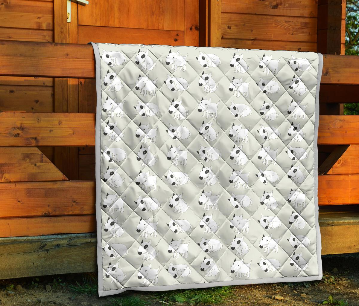Bull Terrier hand draw Print Pattern Premium Quilt-JTAMIGO.COM