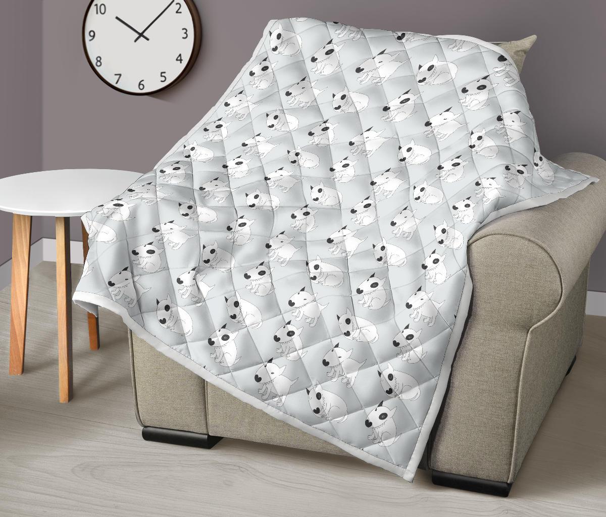 Bull Terrier hand draw Print Pattern Premium Quilt-JTAMIGO.COM
