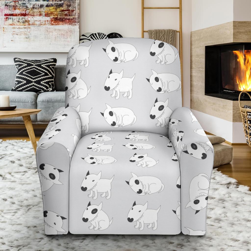 Bull Terrier hand draw Print Pattern Single Sofa Slipcover -JTAMIGO.COM