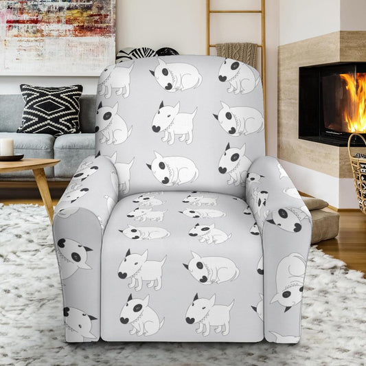 Bull Terrier hand draw Print Pattern Single Sofa Slipcover -JTAMIGO.COM
